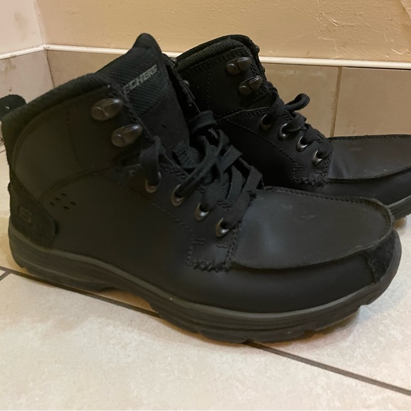 Skechers mens boots black sz 9 US leather OBO - Picture 3 of 6
